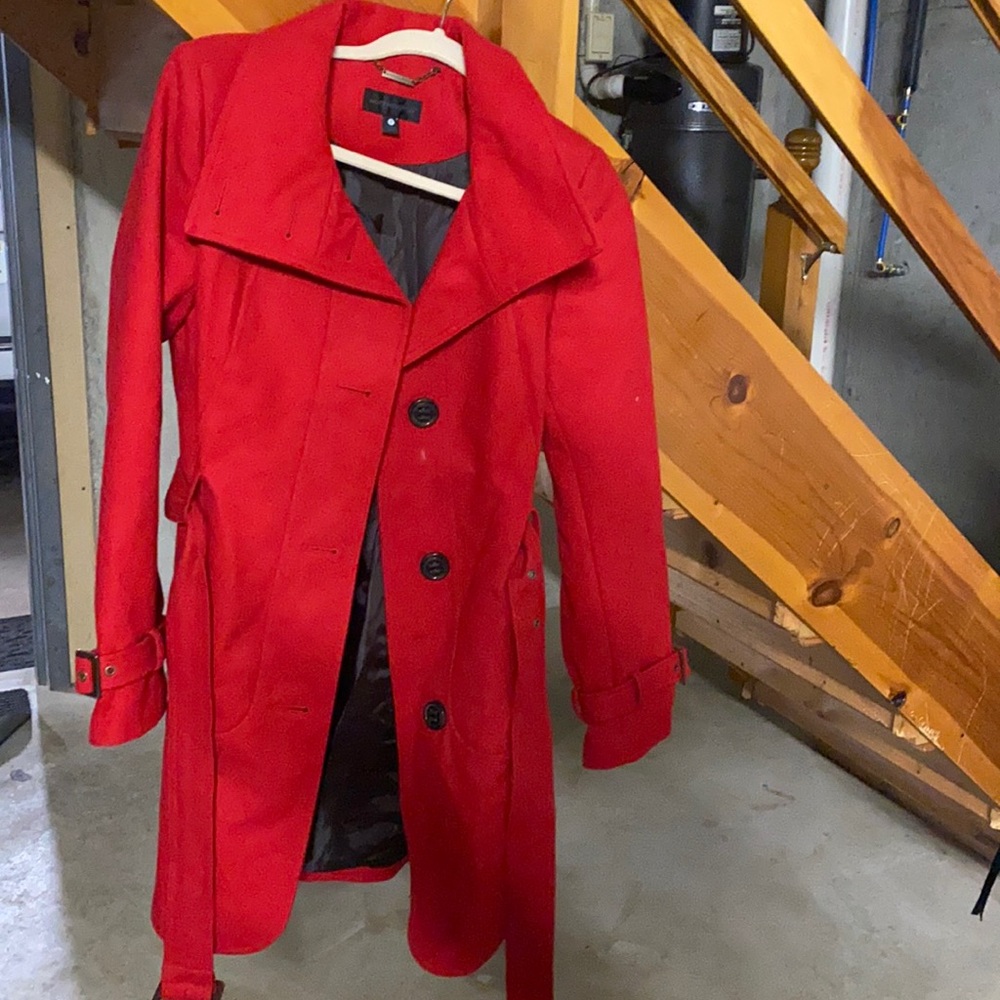 Red pea coat
